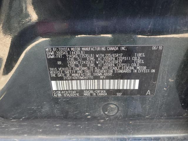 2T3ZF4DV7AW040110 - 2010 TOYOTA RAV4 CHARCOAL photo 13