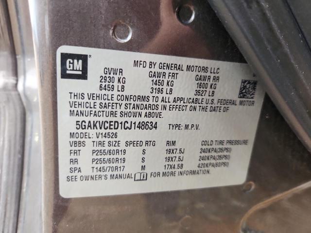 5GAKVCED1CJ148634 - 2012 BUICK ENCLAVE Gri fotoğraf 13