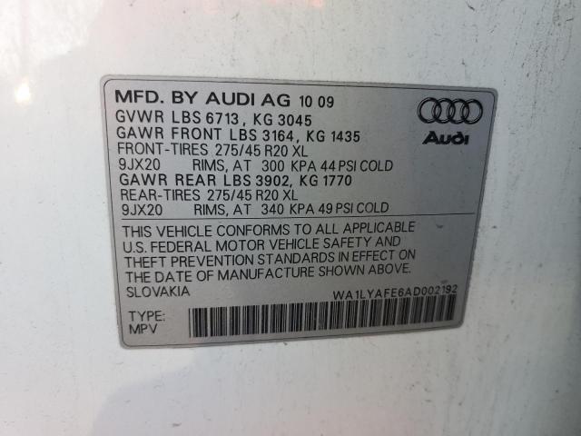 WA1LYAFE6AD002192 - 2010 AUDI Q7 PREMIUM PLUS Biały zdjęcie 13