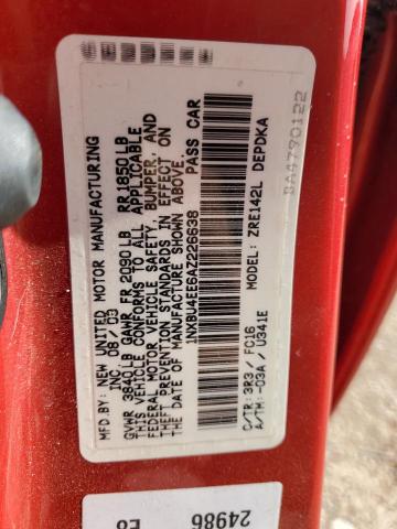 1NXBU4EE6AZ226638 - 2010 TOYOTA COROLLA BASE Բորդո լուսանկար 12