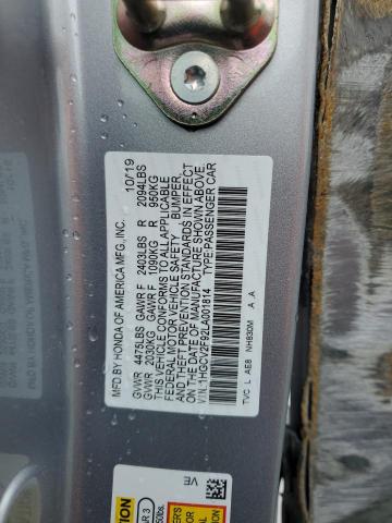 1HGCV2F92LA001814 - 2020 HONDA ACCORD TOURING 银色 照片 12