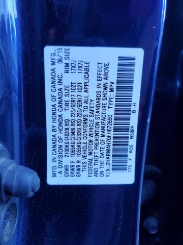 2HKRM4H70FH672690 - 2015 HONDA CR-V EXL ლურჯი ფოტო 13