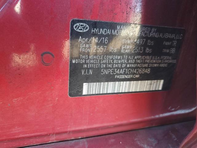 5NPE34AF1GH426848 - 2016 HYUNDAI SONATA SPORT RED photo 13