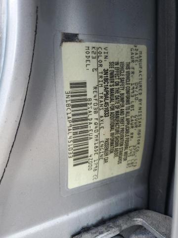 3N1BC1AP9AL451033 - 2010 NISSAN VERSA S SILVER photo 13