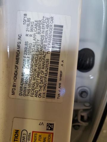 1HGCV1F45JA255285 - 2018 HONDA ACCORD EX 白色 照片 12