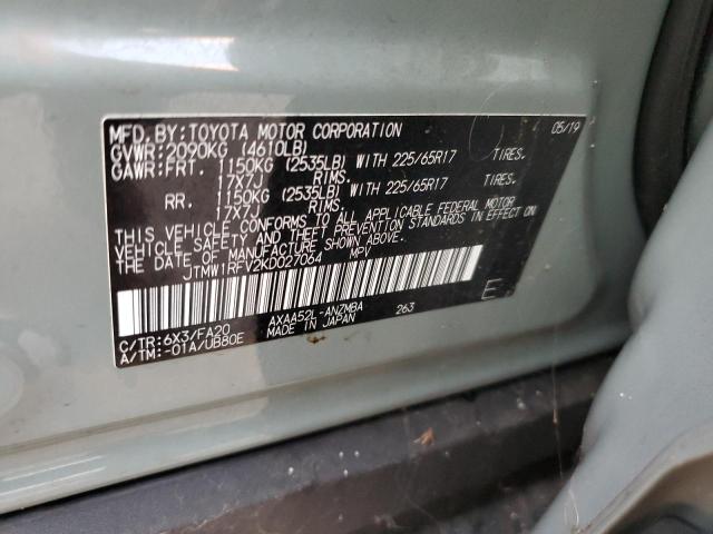 JTMW1RFV2KD027064 - 2019 TOYOTA RAV4 XLE أخضر صورة 13