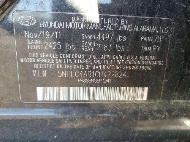 5NPEC4AB1CH422824 - 2012 HYUNDAI SONATA SE Қара фото 12
