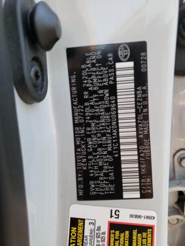 4T1C11AK0NU069640 - 2022 TOYOTA CAMRY LE WHITE photo 12