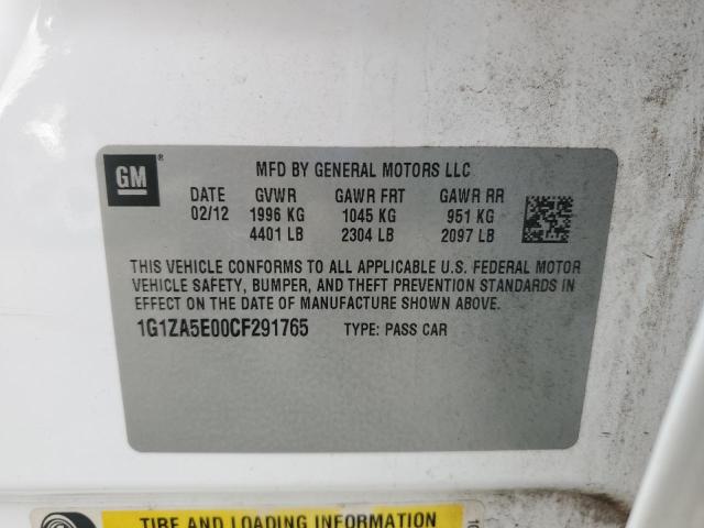 1G1ZA5E00CF291765 - 2012 CHEVROLET MALIBU LS WHITE photo 12