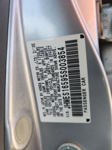 JHMES16595S003854 - 2005 HONDA CIVIC LX SILVER photo 12