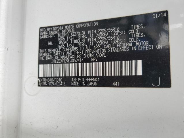 JTLZE4FE9EJ052414 - 2014 TOYOTA SCION XB 白色 照片 13