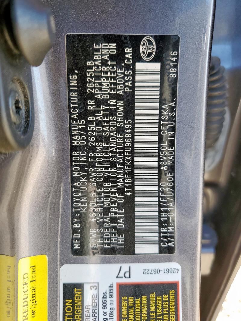 4T1BF1FKXFU968495 - 2015 TOYOTA CAMRY LE CHARCOAL photo 13