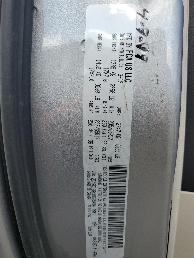 2C4RC1BGXKR665494 - 2019 CHRYSLER PACIFICA TOURING L ვერცხლისფერი ფოტო 13