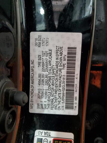 5J6RM4H52GL091813 - 2016 HONDA CR-V EX BLACK photo 14