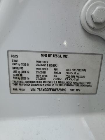 7SAYGDEF4NF529899 - 2022 TESLA MODEL Y Orange Foto 12