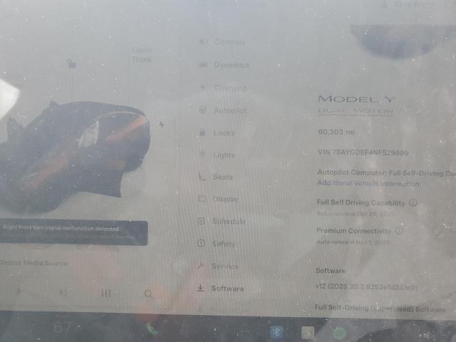 7SAYGDEF4NF529899 - 2022 TESLA MODEL Y Orange Foto 9