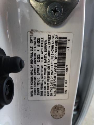 19XFB2F8XFE261648 - 2015 HONDA CIVIC EX WHITE photo 12