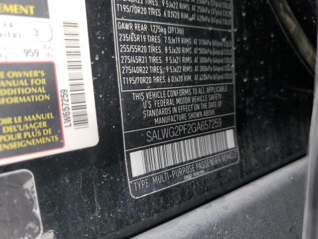 SALWG2PF2GA657259 - 2016 LAND ROVER RANGE ROVE SE BLACK photo 14