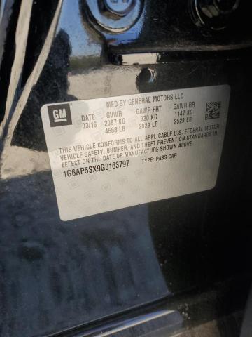 1G6AP5SX9G0163797 - 2016 CADILLAC CTS BLACK photo 12