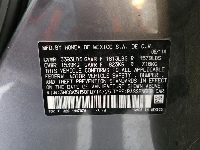 3HGGK5H50FM714725 - 2015 HONDA FIT LX SILVER photo 12