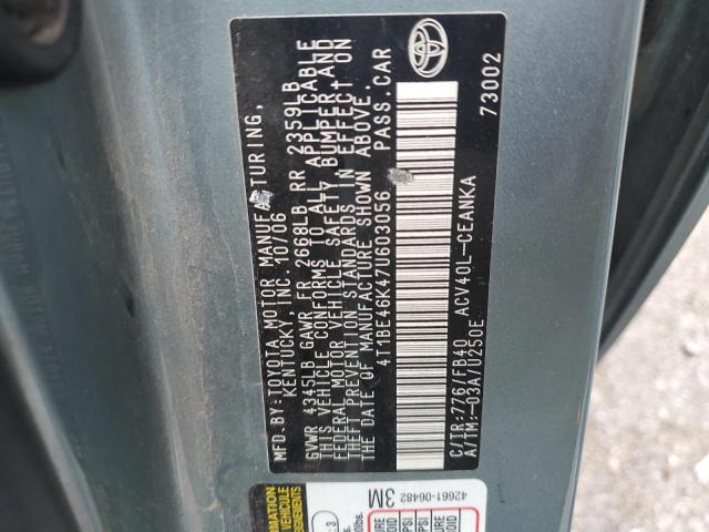 4T1BE46K47U603056 - 2007 TOYOTA CAMRY CE ლურჯი ფოტო 12