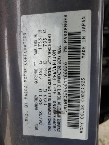 JM1BK32G681186826 - 2008 MAZDA 3 I GRAY photo 12