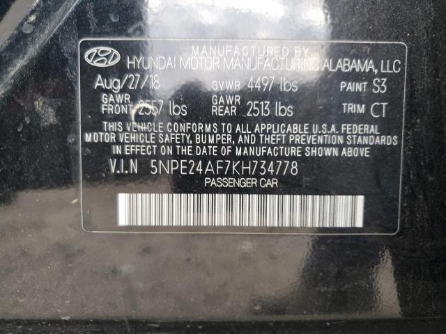 5NPE24AF7KH734778 - 2019 HYUNDAI SONATA SE Siyah fotoğraf 12