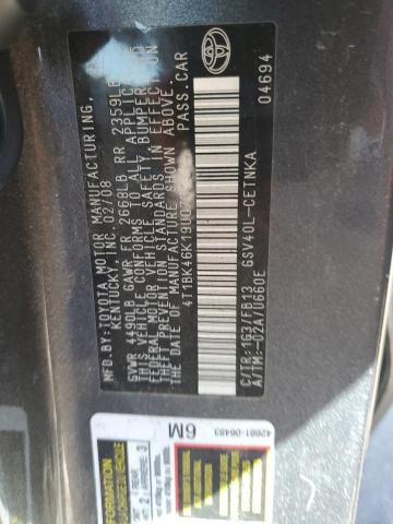 4T1BK46K19U073947 - 2009 TOYOTA CAMRY SE GRAY photo 12