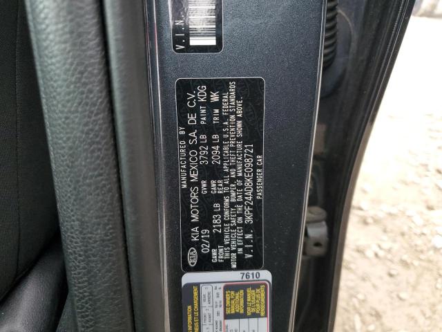 3KPF24AD8KE098721 - 2019 KIA FORTE FE 石墨色 照片 12