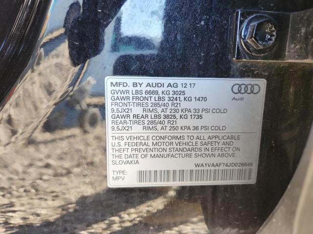 WA1VAAF74JD026649 - 2018 AUDI Q7 PRESTIGE Schwarz Foto 12