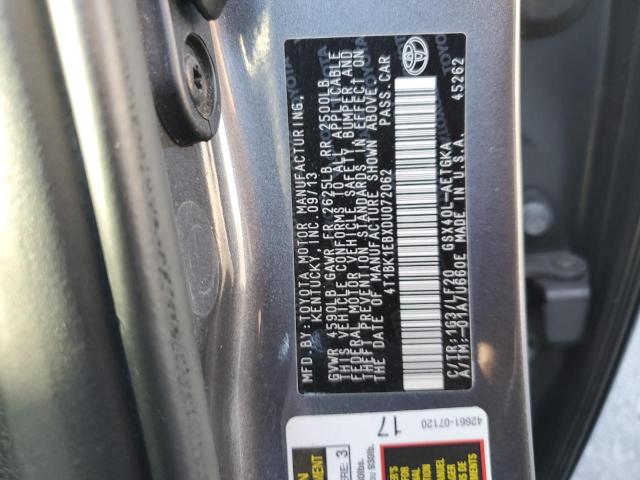 4T1BK1EBXDU072062 - 2013 TOYOTA AVALON BASE Gri fotoğraf 12