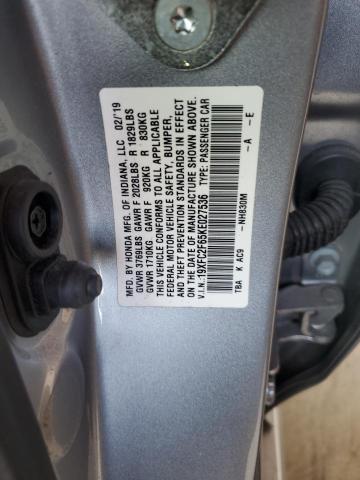 19XFC2F65KE027536 - 2019 HONDA CIVIC LX SILVER photo 12