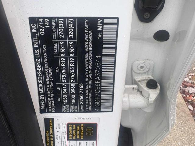 4JGDF7CE6EA370544 - 2014 MERCEDES-BENZ GL 450 4MATIC WHITE photo 10