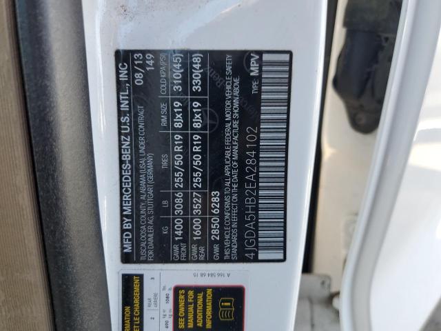 4JGDA5HB2EA284102 - 2014 MERCEDES-BENZ ML 350 4MATIC WHITE photo 13