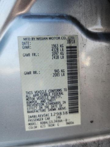 1N4BL4EV5KC129838 - 2019 NISSAN ALTIMA SL Күміс фото 13