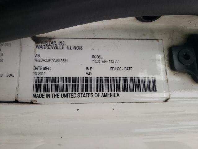 1HSDHSJR7CJ613631 - 2012 INTERNATIONAL PROSTAR WHITE photo 10