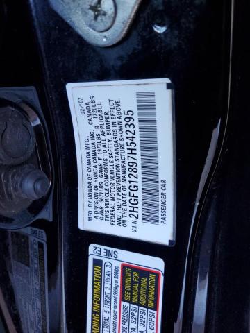 2HGFG12897H542395 - 2007 HONDA CIVIC EX BLACK photo 12