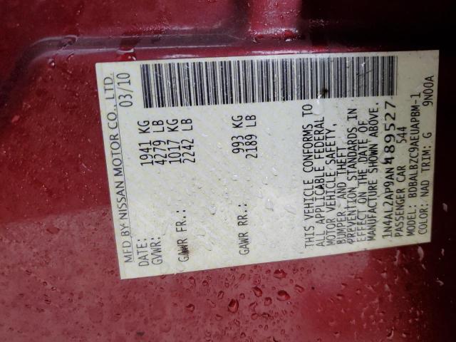 1N4AL2AP9AN489527 - 2010 NISSAN ALTIMA BASE BURGUNDY photo 13