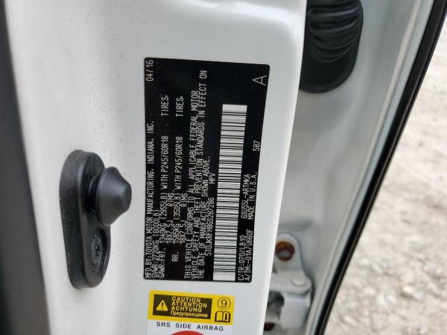 5TDJKRFH8GS287286 - 2016 TOYOTA HIGHLANDER XLE 白色 照片 13