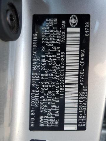 4T1BE32KX5U629898 - 2005 TOYOTA CAMRY LE SILVER photo 12