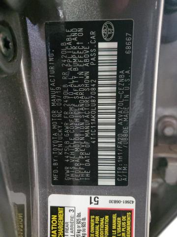 4T1C11AK0LU870842 - 2020 TOYOTA CAMRY LE 石墨色 照片 12
