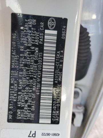 4T1BF1FK9FU020315 - 2015 TOYOTA CAMRY LE WHITE photo 12