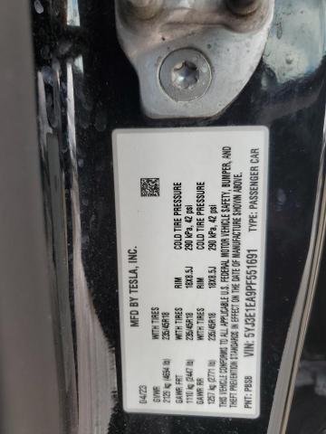 5YJ3E1EA9PF551691 - 2023 TESLA MODEL 3 Noir photo 12