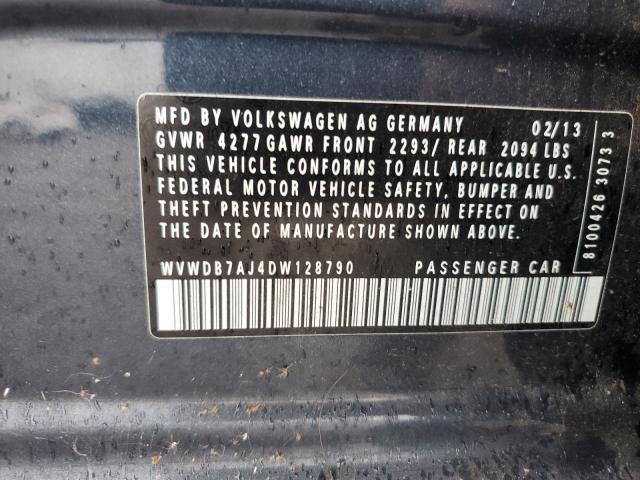 WVWDB7AJ4DW128790 - 2013 VOLKSWAGEN GOLF GRAY photo 14