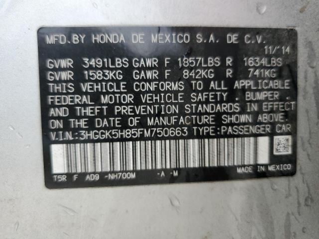 3HGGK5H85FM750663 - 2015 HONDA FIT EX SILVER photo 12