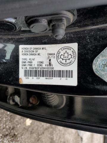 2HGFB2F52DH103300 - 2013 HONDA CIVIC LX შავი ფოტო 13