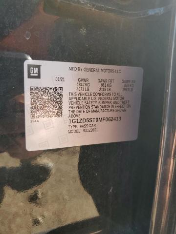 1G1ZD5ST9MF062413 - 2021 CHEVROLET MALIBU LT 黑色 照片 12