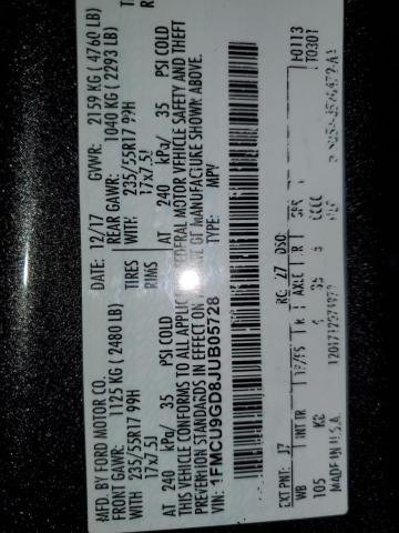 1FMCU9GD8JUB05728 - 2018 FORD ESCAPE SE Gris photo 13