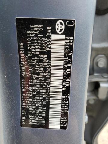 5YFS4RCE5LP030517 - 2020 TOYOTA COROLLA SE ნაცრისფერი ფოტო 13