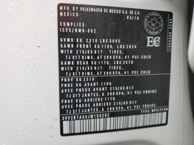 3VV2B7AX9JM150292 - 2018 VOLKSWAGEN TIGUAN SE Ağ foto 13